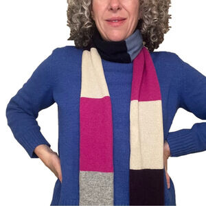 TASSELLI 100% Cashmere Italian Striped Scarf NWT